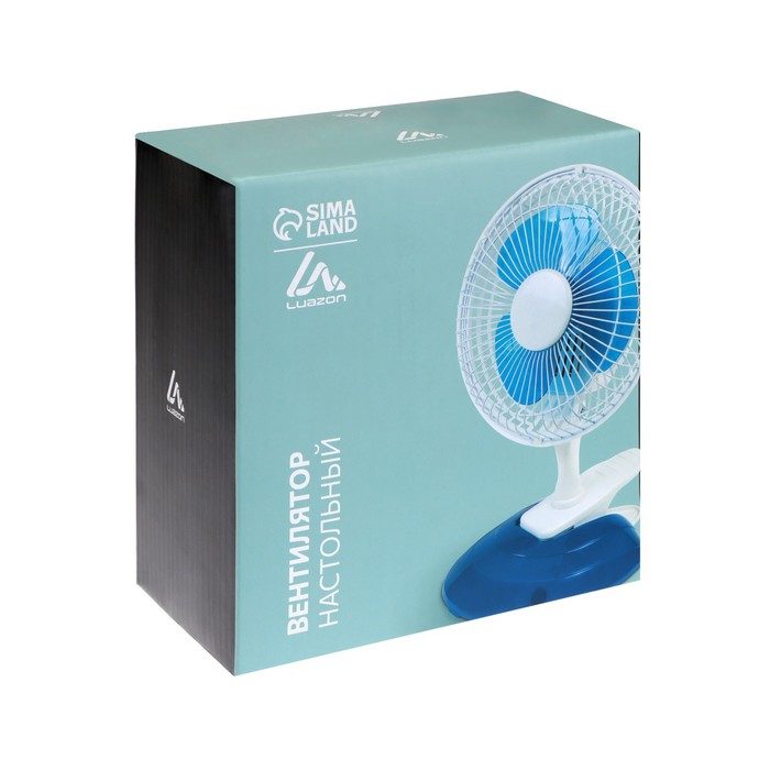 Вентилятор LuazON LOF-04, настольный, 15 Вт, 15 см, 2 режима, пластик, бело-голубой
