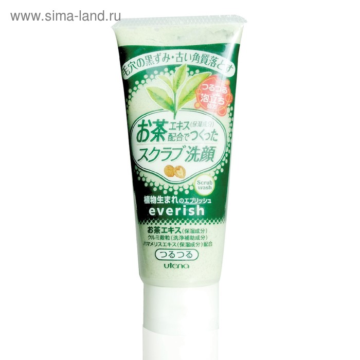 Скраб для лица Utena Everish из скорлупы грецкого ореха с зелёным чаем и гамамелисом, 130 мл