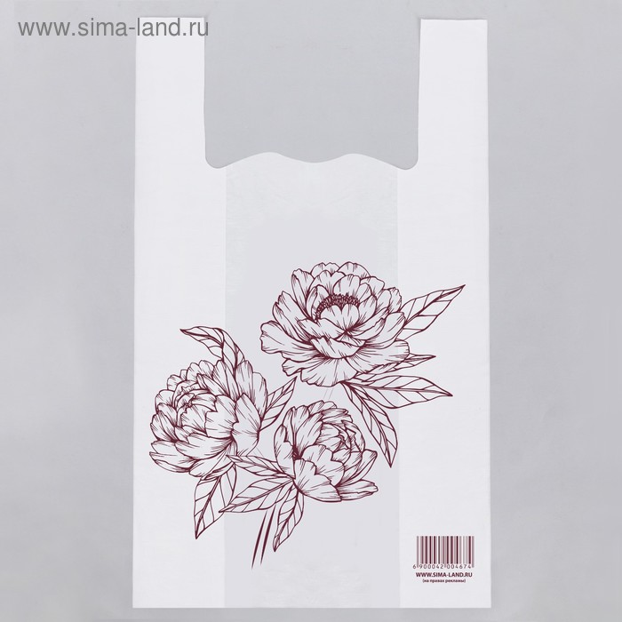 Пакет‒майка «Цветы», 26 × 10 × 45 см