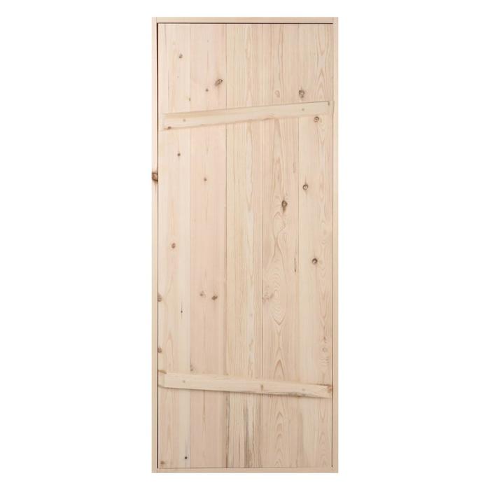 Дверной блок для бани, 170×70см, из сосны, на клиньях, массив, "Добропаровъ"
