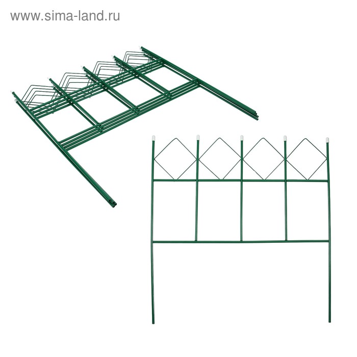 

Ограждение декоративное, 71 × 345 см, 5 секций, металл, зелёное, «Кубик»