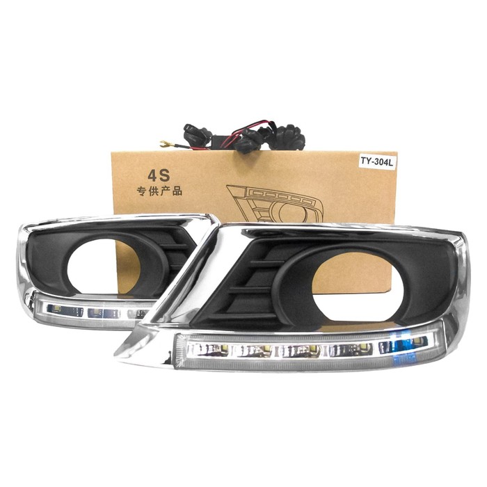 

Решетка противотуманной фары TY-304L, Toyota Camry 2011 - н.в., с ходовым огнём, хром, провода