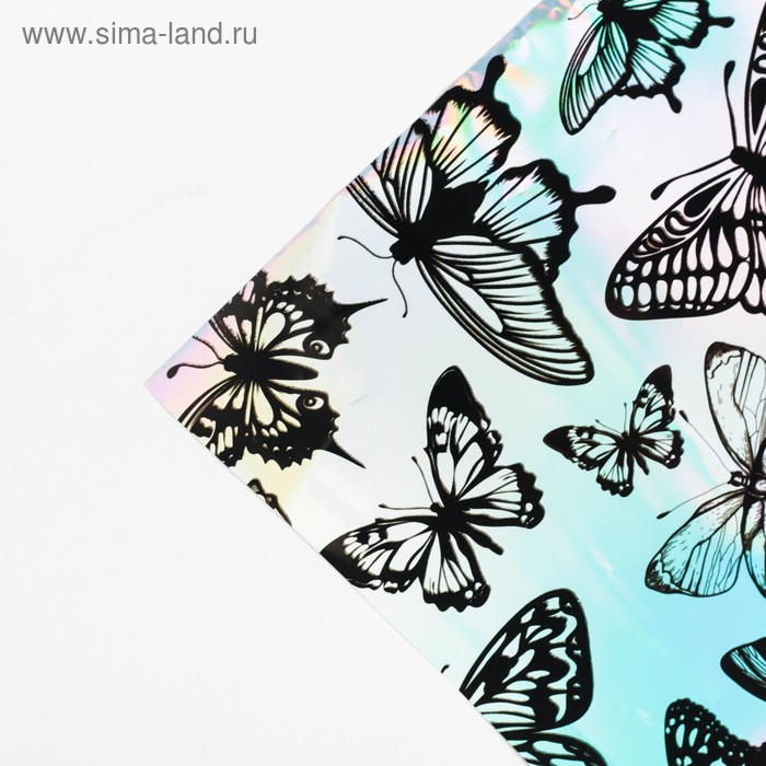 Плёнка упаковочная с голографией «Бабочки», 100 × 70 см