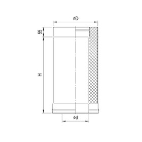 

Дымоход Феррум утеплённый нержавеющий 430/0.8 мм/оцинкованный, d 200 × 280 мм, L=0.25 м