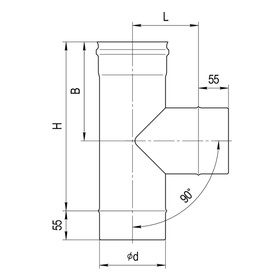 

Тройник Феррум угол 90°, нержавеющий 430/0.8 мм, d 120 мм, по воде