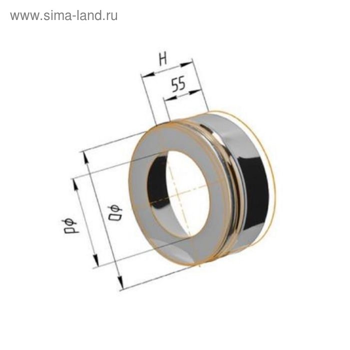 фото Заглушка феррум с отверстием, нержавеющая 430/0.5 мм, d 200 × 280 мм ferrum