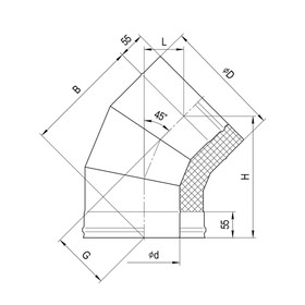 

Колено Феррум утеплённое угол 135° нержавеющее 430/0.5 мм/зеркальное, d 130 × 200 мм