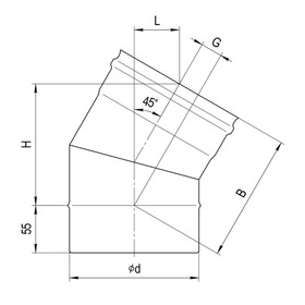 

Колено Феррум угол 135°, нержавеющее 430/0.8 мм, d 115 мм