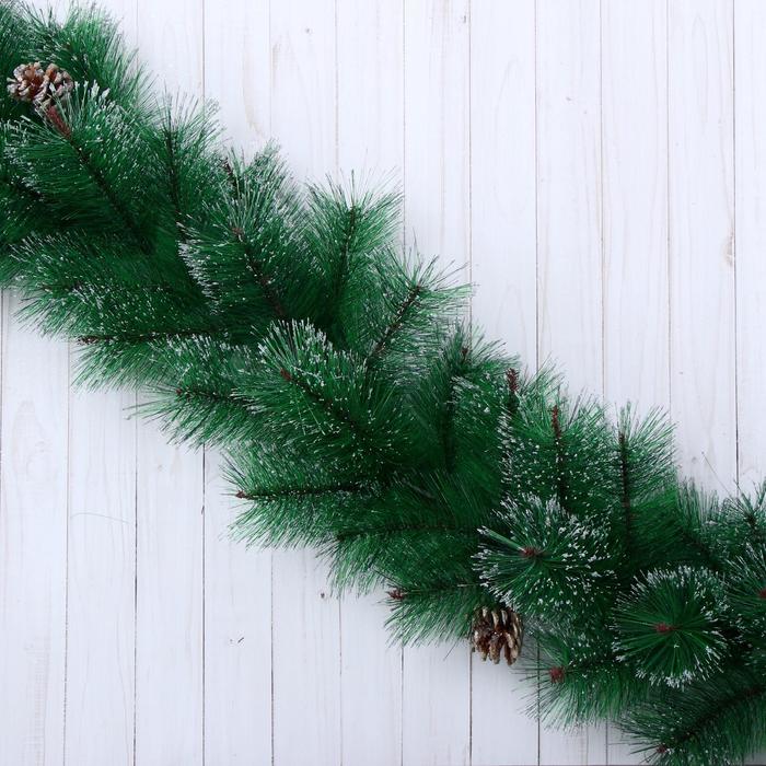 Хвойная гирлянда золотистая с шишками (110 веток)