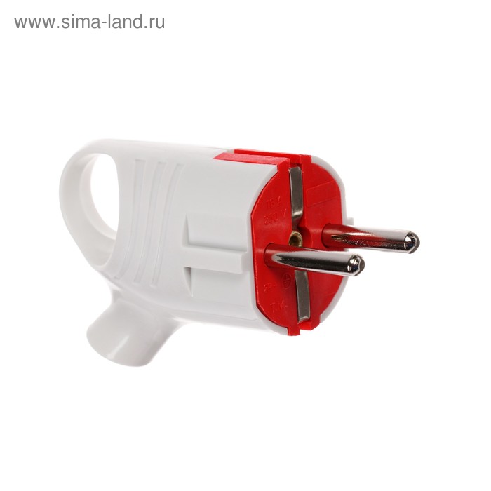 

Вилка угловая, с кольцом, 16А, без з/к, 220 В, белая