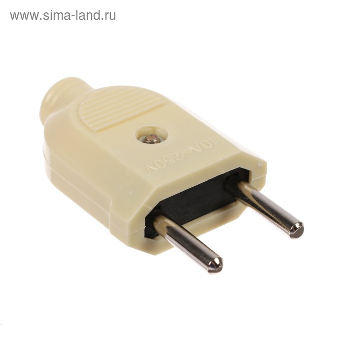 

Вилка прямая, 10А, без з/к, 220 В, бежевая