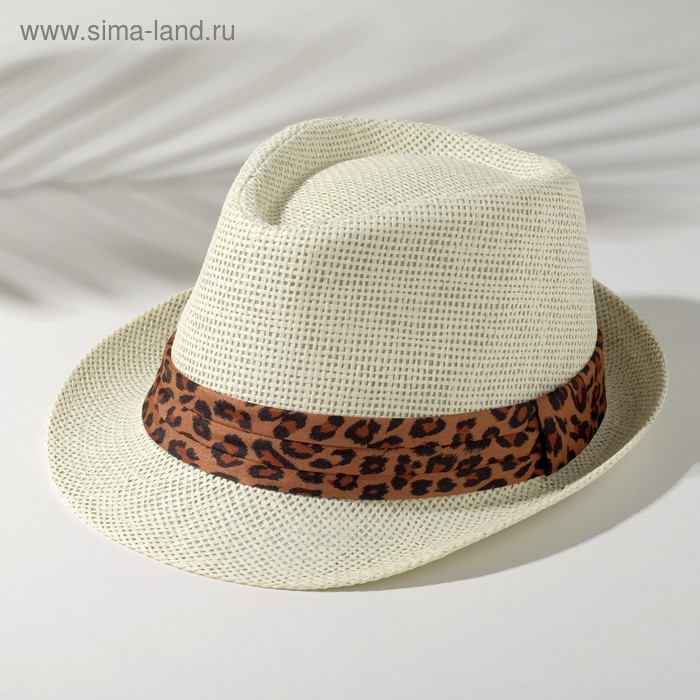 Шляпа женская MINAKU Леопард, размер 56-58, цвет экрю