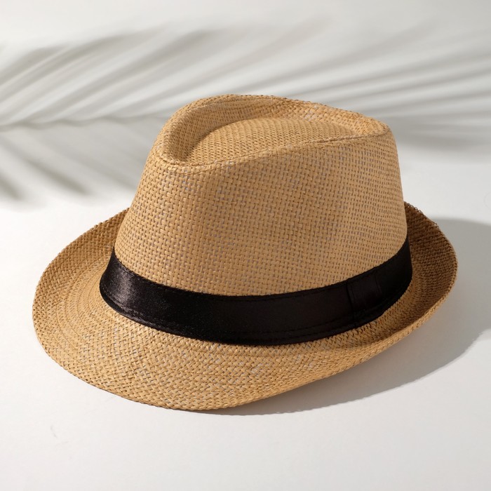 Шляпа мужская MINAKU "Плетеная", размер 58, цвет бежевый