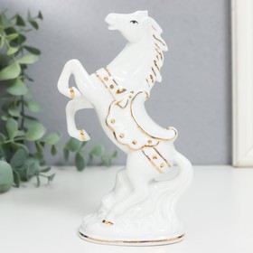 Сувенир керамика 'Конь на дыбах' белый с золотом,  16х9х4,8 см Ош