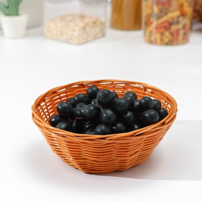 Корзинка для фруктов и хлеба Доляна «Плетёнка», 17×7 см, цвет коричневый корзинка универсальная доляна 17 5×20×7 5 см цвет чёрный