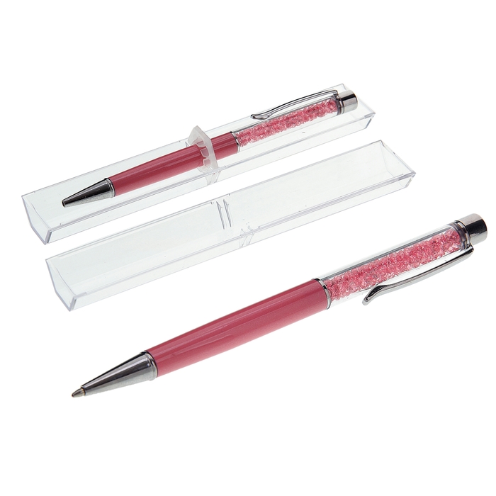 Ручка шариковая подарочная поворотная в пластиковом футляре "Стразы"