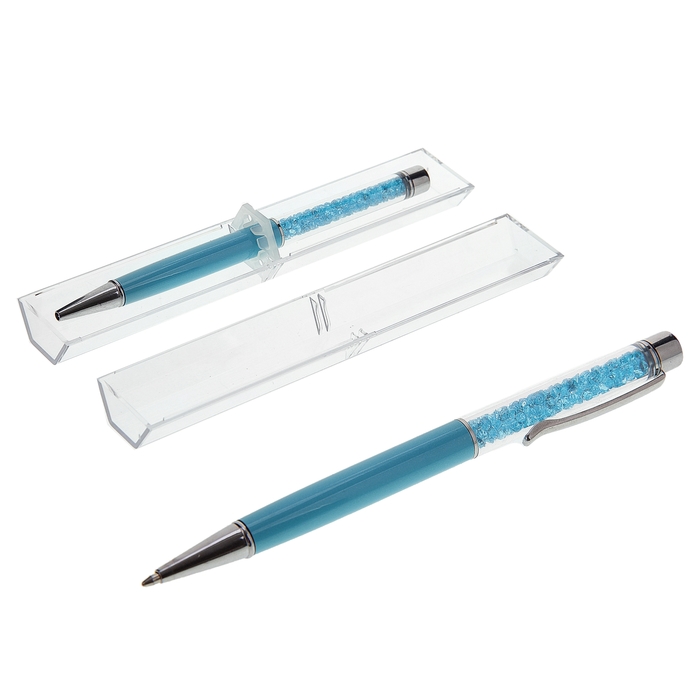 Ручка шариковая подарочная поворотная в пластиковом футляре "Стразы"