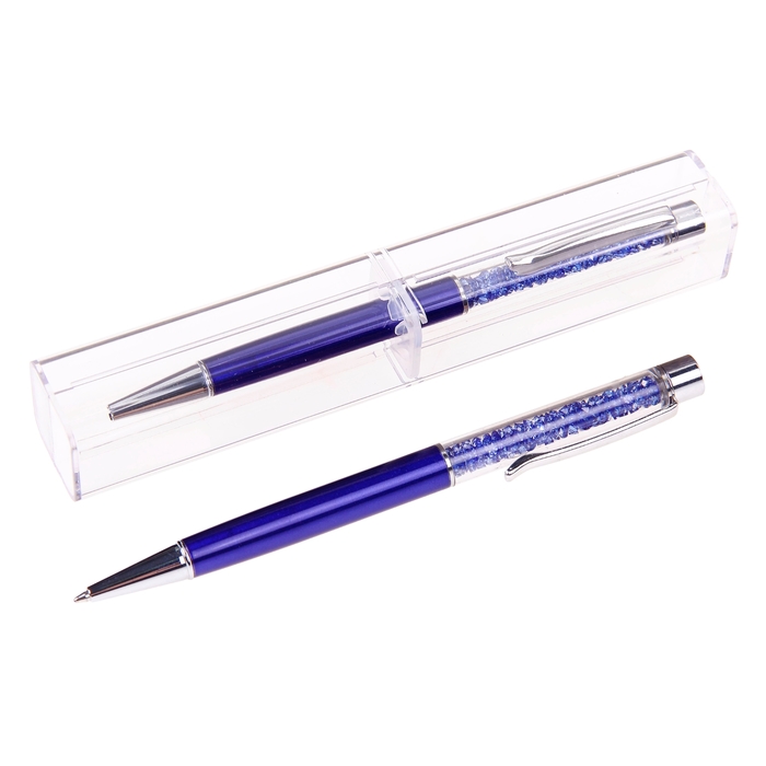 Ручка шариковая подарочная поворотная в пластиковом футляре "Стразы"