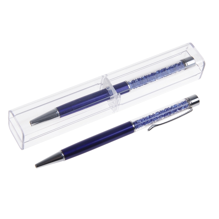 Ручка шариковая подарочная поворотная в пластиковом футляре "Стразы"