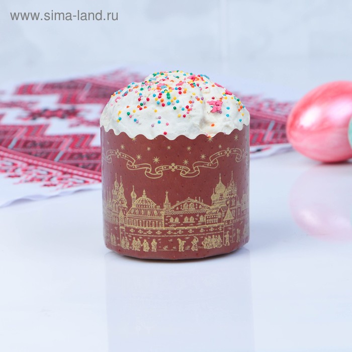 

Форма бумажная для кулича "Храм золотой" 70 x 60 мм