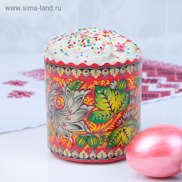 

Форма бумажная для кулича "Хохлома" 90 x 90 мм, МИКС