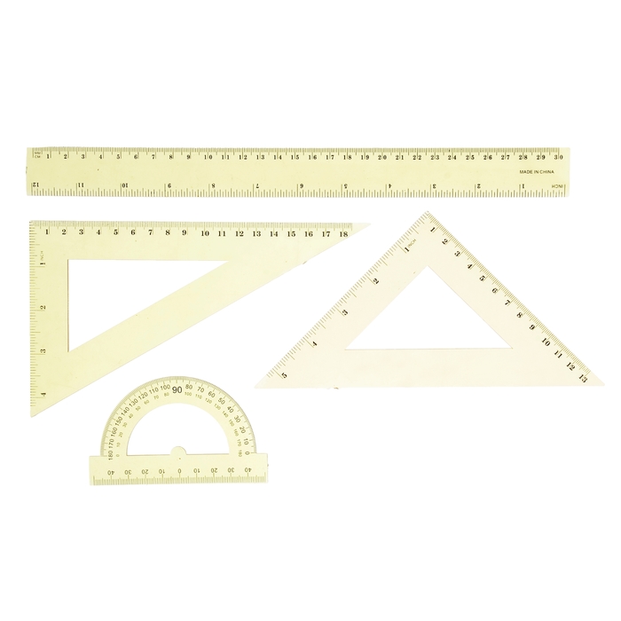 

Набор геометрический: линейка 30 см, 2 угольника, транспортир, тонированный, МИКС