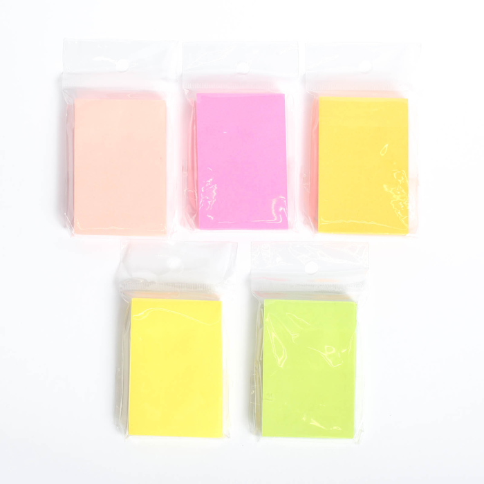 Блок с липким краем,100 листов, 5 цветов, флюоресцентный, микс