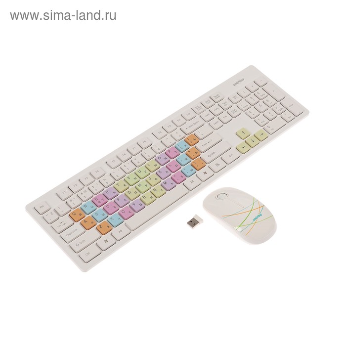 Комплект клавиатура и мышь Smartbuy 218346AG, беспроводной, мембранный, 1500 dpi, белый