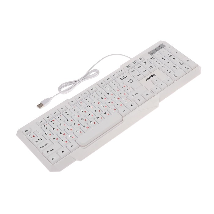 Клавиатура Smartbuy ONE 333, проводная, мембранная, 104 клавиши, подсветка, USB, белая