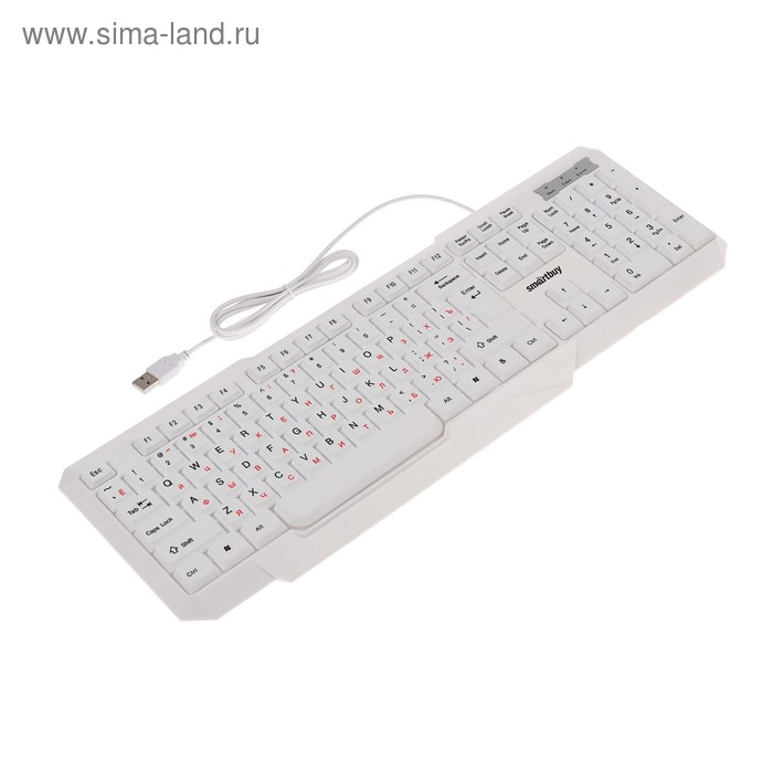 Клавиатура Smartbuy ONE 333, проводная, мембранная, 104 клавиши, подсветка, USB, белая