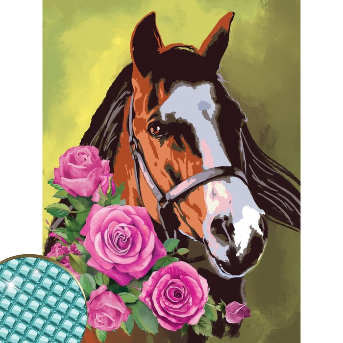 фото Алмазная мозаика с полным заполнением на раме «лошадь», 30 х 40 см. набор для творчества школа талантов