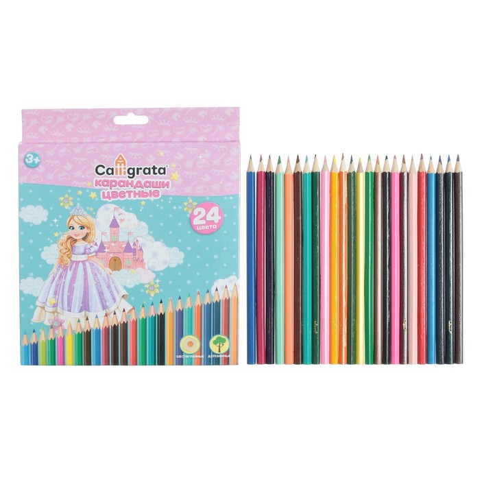 Карандаши 24 цвета, Calligrata, Принцесса карандаши calligrata принцесса 12 цветов 1014638