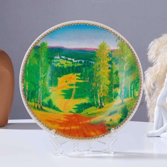 фото Тарелка декоративная «летний лес», настенная, d = 19,5 см