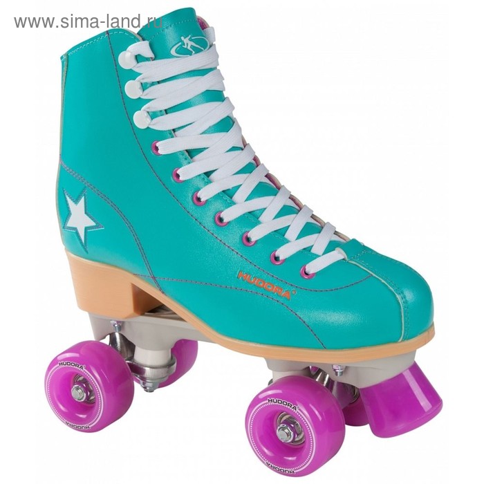 фото Ролики-квады rollschuh roller disco, цвет зелёный/лиловый, размер 40 hudora