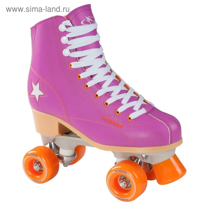 фото Ролики-квады rollschuh roller disco, цвет лиловый/оранжевый, размер 39 hudora
