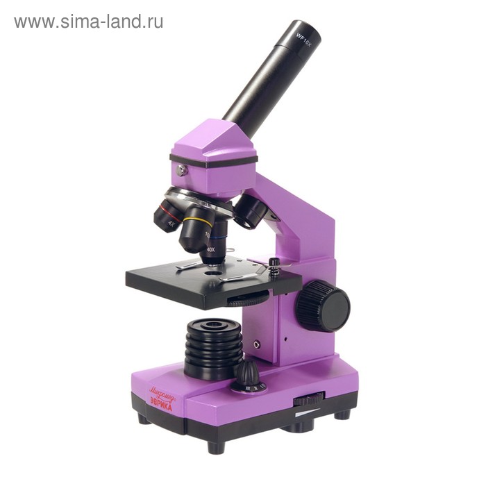 Микроскоп школьный Эврика 40х-400х в кейсе, цвет аметист микроскоп школьный эврика 40х 1280х с видеоокуляром в кейсе