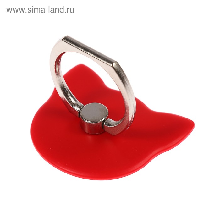 фото Держатель-подставка с кольцом для телефона luazon, в форме "кошки", красный luazon home