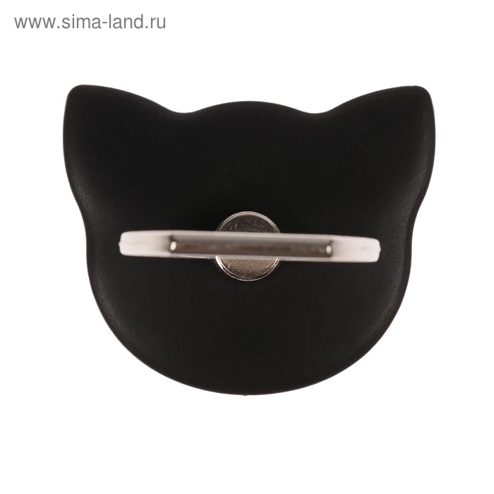 фото Держатель-подставка с кольцом для телефона luazon, в форме "кошки", чёрный luazon home