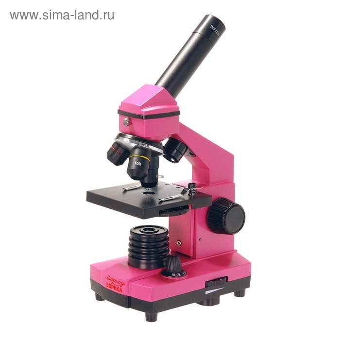 Микроскоп школьный Эврика 40х-400х в кейсе, цвет фуксия микроскоп школьный эврика 40х 1280х с видеоокуляром в кейсе