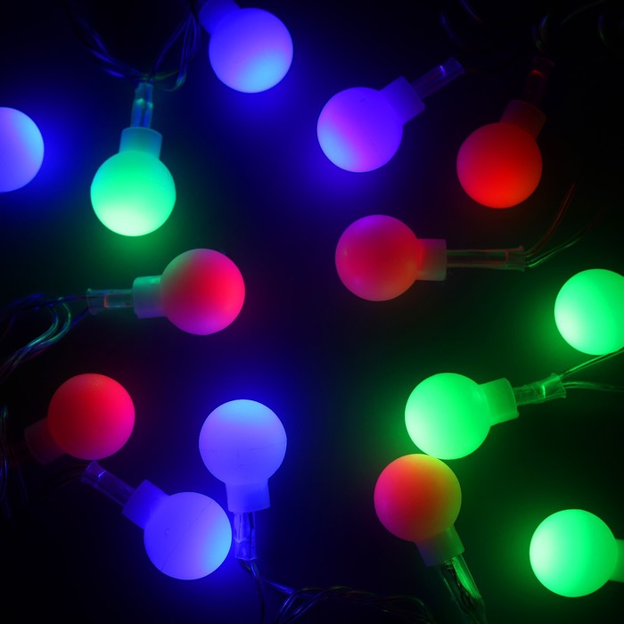 фото Гирлянда "нить" 5 м с насадками "шарики белые", ip20, прозрачная нить, 20 led, свечение rg/rb, мигание, 220 в luazon lighting