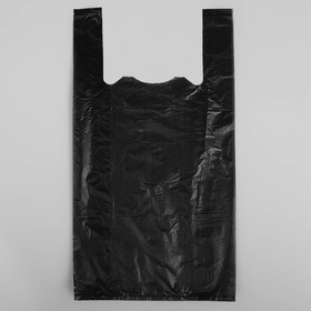 Пакет "Чёрный", полиэтиленовый, майка, 25 х 45 см, 11 мкм