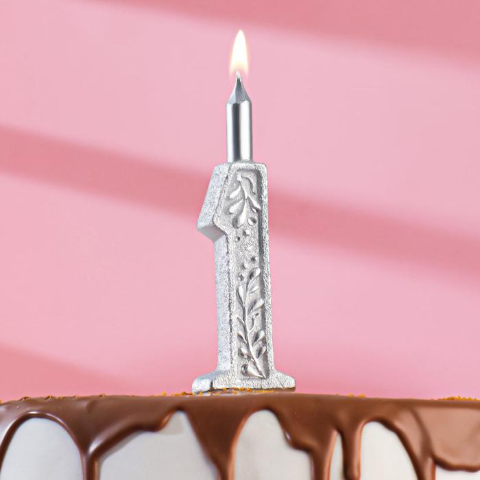 Свеча для торта цифра Серебряный узор, 10,2 см, цифра 1 свеча для торта цифра серебряный узор 10 2 см цифра 1