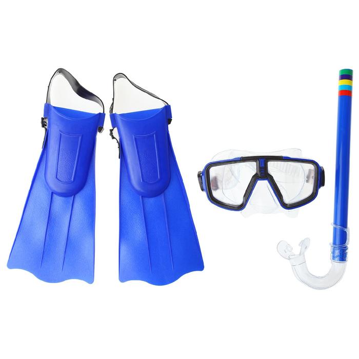 Набор для плавания детский ONLYTOP: маска, трубка, ласты безразмерные, цвета МИКС цена и фото