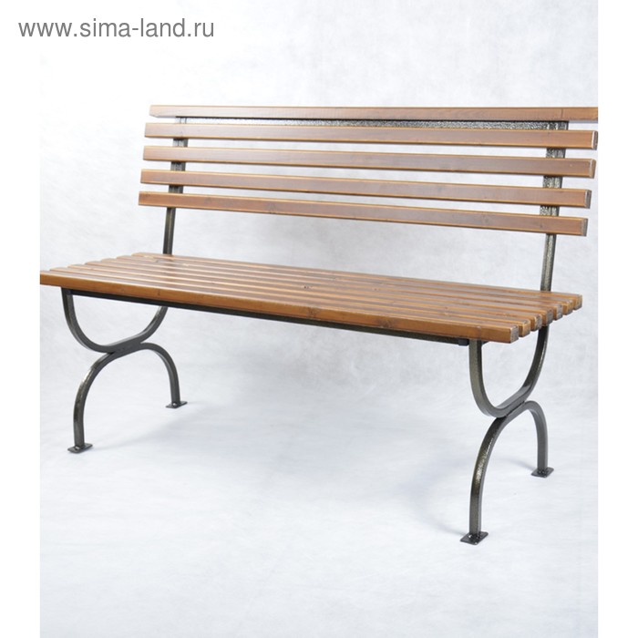 Скамейка для дачи со спинкой Стандартная 130х55х80см, деревянная, каркас металл, уличная