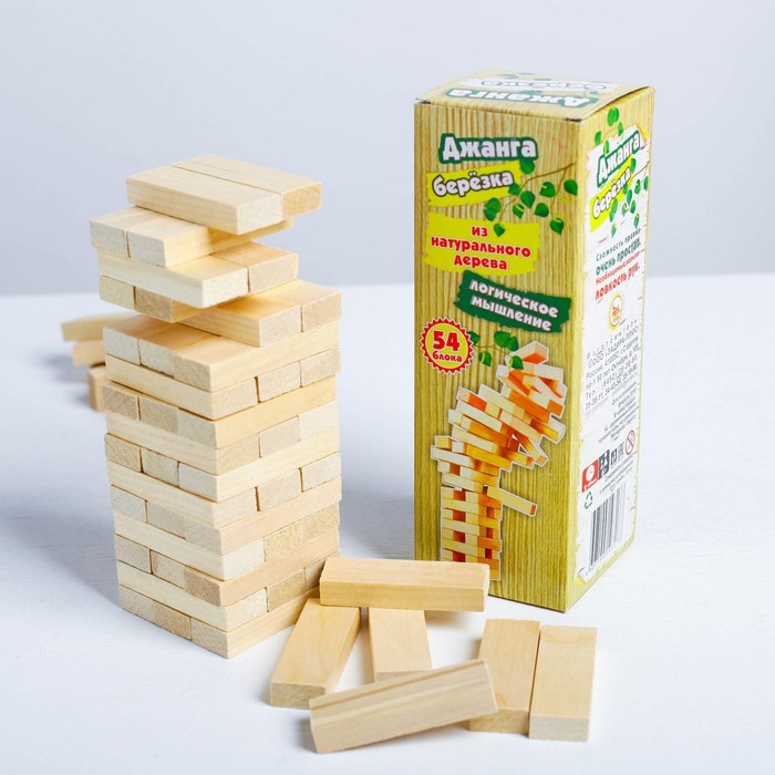 

Падающая башня, дженга, "Березка", 54 бруска, 18.5 х 6.5 см