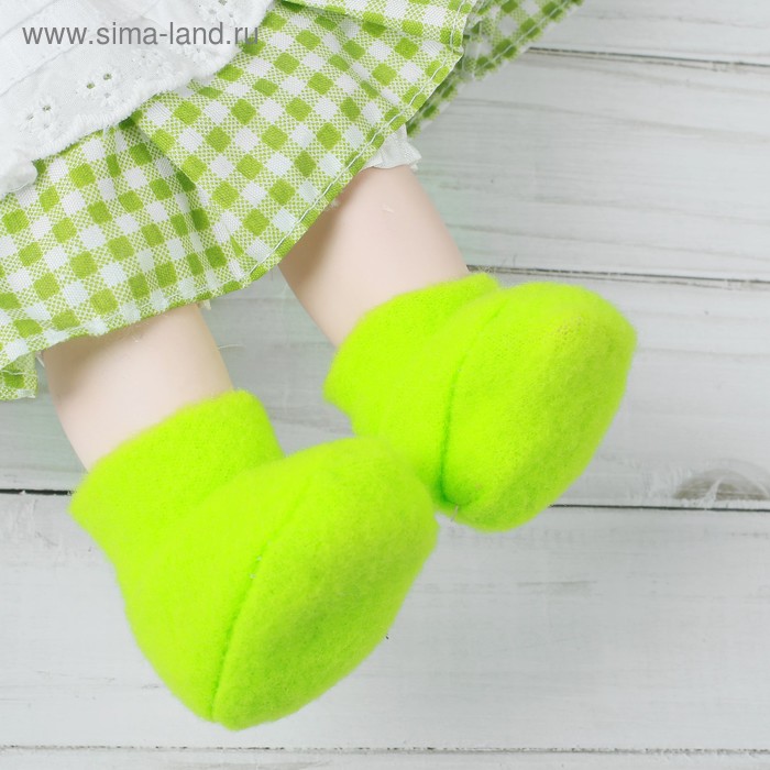 Носки для куклы, длина стопы 6 см, цвет зелёный