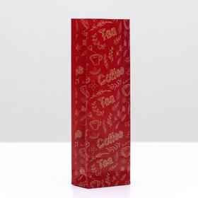 Пакет бумажный фасовочный 'Coffe and tea', крафт, бордовый, 7 х 4 х 21 см Ош