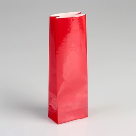 Пакет бумажный фасовочный, глянцевый, красный, 7 х 4 х 21 см