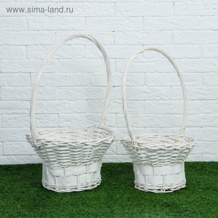 

Набор корзин «Презент», 2 шт, 30×18/48 см, 24×16/45 см, белый, ива
