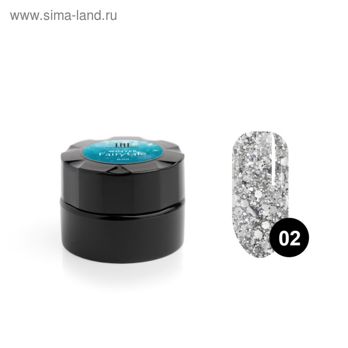 Гель для ногтей Гель для дизайна ногтей TNL Winter fairytale №2 Серебряный снег, 6 мл